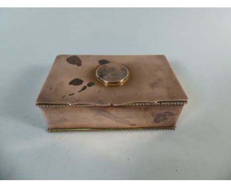 A George III Copper Snuff Box. The Top Decorated with an 1806 Copper Penny. 13x8x4cm