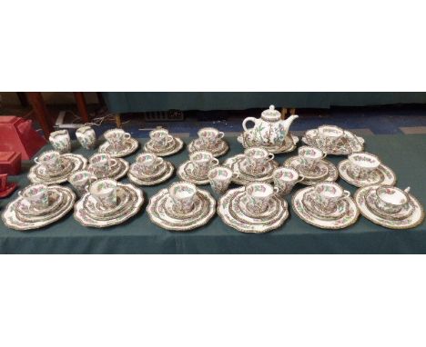 A Collection of Coalport Indian Tree Teawares to Include 18 Cups, 15 Saucers, 23 Side Plates, 2 Sugar Bowls, Cream Jug and Br