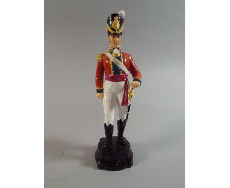 A Royal Worcester Figure, Officer of the Coldsream Guards 1815. No.2676 (Rocks a Little on Base)