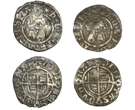 Henry VIII, Second coinage, Pennies (2), both Sovereign type, Durham, Bp Tunstall, mm. star on obv. only, cd by shield, 0.62g