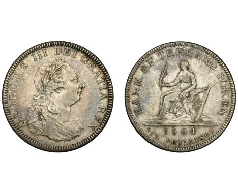 George III (1760-1820), Six Shillings, 1804, leaf to upright of e in dei, stop after rex, punctuation in c h k (S 6615). Good