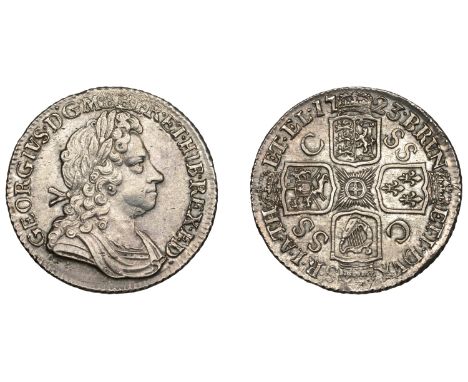 George II (1727-1760), Shilling, 1723 ss c, first bust (ESC 1586; S 3647). Sometime cleaned, scuff by edge, good very fine £9