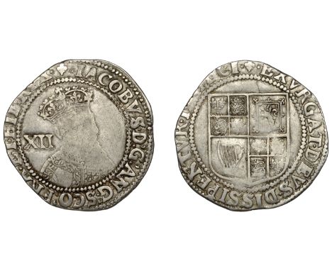James I (1603-1625), First coinage, Shilling, mm. lis, second bust, 6.03g/3h (N 2073; S 2646). Fair to fine, reverse better £