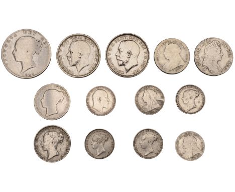 William III, Shilling, 1697, third bust variety (ESC 1132; S 3511); together with miscellaneous British coins in silver (12) 