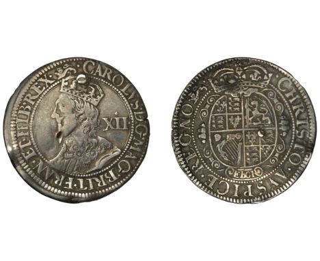 Charles I (1625-1649), York mint, Shilling, Gp 2 [type 5], mm. lion, bust in lace collar, lozenge above and to right of xii, 