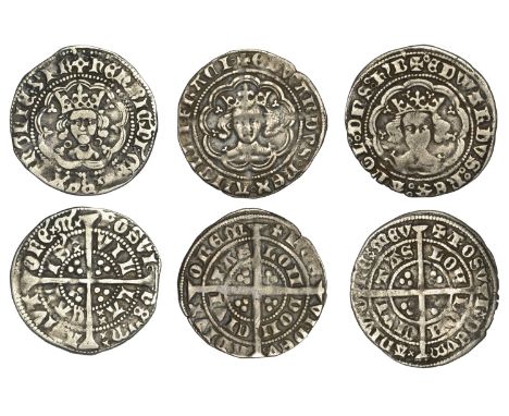 Edward III, Halfgroats (2), both London, Pre-Treaty period, series G, 2.21g/3h; Treaty period, annulet before edwardvs, 2.02g