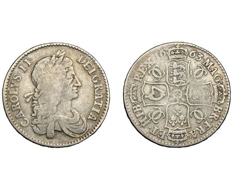 Charles II (1660-1685), Halfcrown, 1663, first bust, edge xv (ESC 438; S 3361). Fine £50-£70