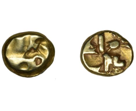 British Iron Age, ATREBATES and REGNI, Early Uninscribed issues, gold Quarter-Stater, Sills Insular/Phallic Geometric mule, t