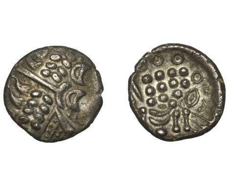 British Iron Age, DUROTRIGES, Uninscribed issues, silver Stater, disjointed head of Apollo, rev. disjointed horse left, 3.31g