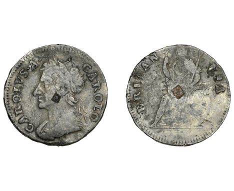 Charles II (1660-1685), Tin Farthing, 1684, 5.42g/6h (Cooke 695; BMC 532; S 3395). Copper plug; fine, portrait better £100-£1