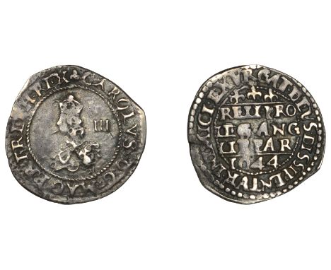 Charles I (1625-1649), Oxford Mint, Threepence, 1644, mm. lis on obv. only, Rawlins’ die, signed r below bust, rev. Declarati