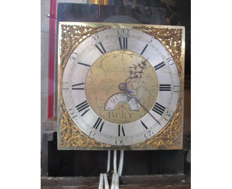 A 19th Century Longcase clock brass face thirty hour movement inscribed Geo Lumley, Bury