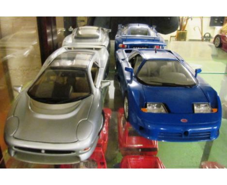 A Burago Bugatti and Jaguar car