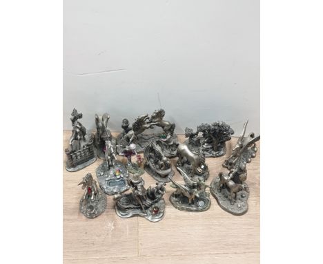 13 PEWTER PIECES FROM THE MYTH AND MAGIC COLLECTION INC THE WIZARD OF THE LAKE