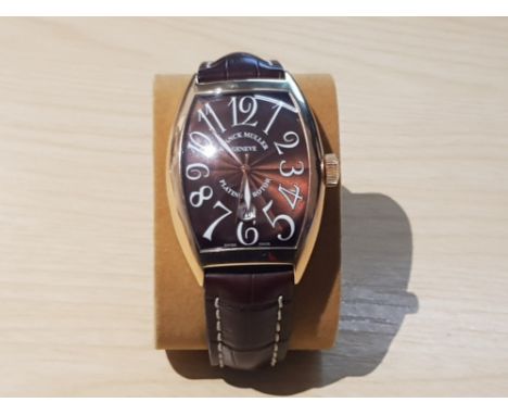 GENTS 18CT ROSE GOLD FRANCK MULLER GENEVE PLATINUM ROTOR BROWN DIAL WITH ORIGINAL BOX AND CERTIFICATE OF AUTHENTICITY