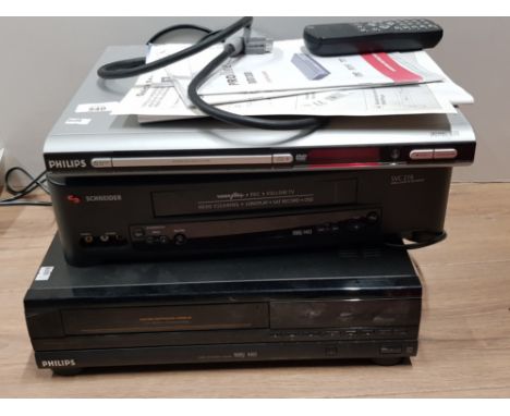 PHILLIPS DVD PLAYER TOGETHER WITH PHILLIPS VCR PLAYER AND SCHNEIDER VIDEO RECORDER