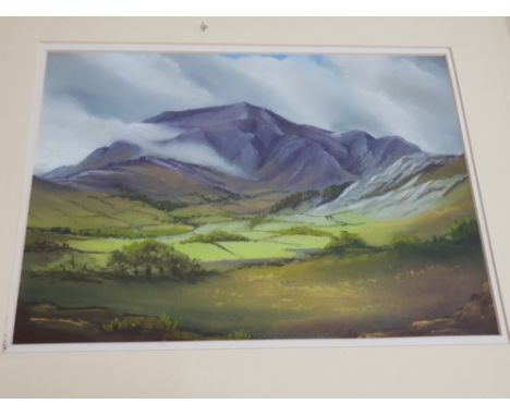 A FRAMED PASTEL DRAWING OF CADER IDRIS BY J D PARRACK 30CM BY 23CM