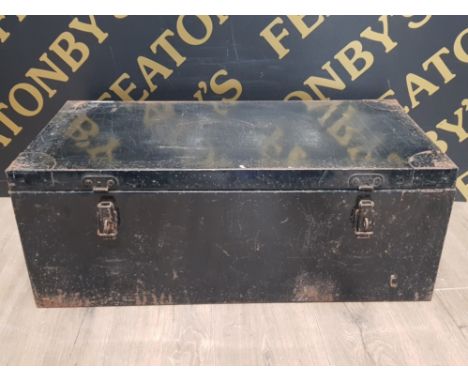 LARGE METAL TIN TRUNK WITH F AND B TRADE MARK