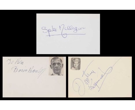 AUTOGRAPH ALBUM, with 69 Signatures - back to back, one to a page, including: BORIS KARLOFF; Jack Benny; Doris Day; Deborah K