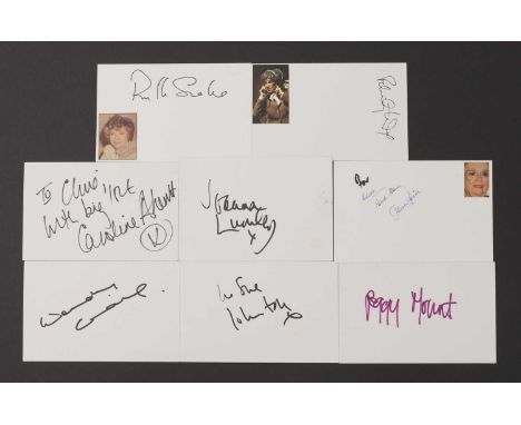 British Television Actresses: Seventy-seven autographs on white card, 10.5 x 15cm, including Thora Hird, Joanna Lumley, Peggy