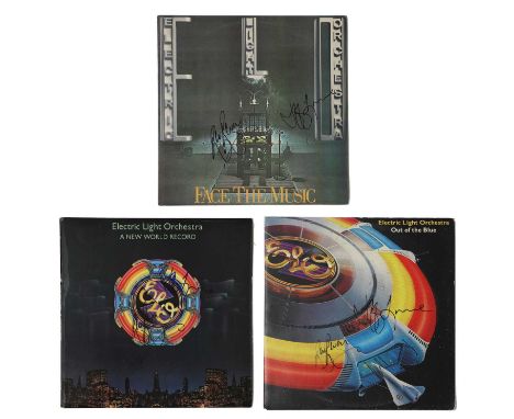 ELECTRIC LIGHT ORCHESTRA VINYL (3): New world Records; Out of the Blue; Face the Music (All three signed: Jeff Lynne and Bev 