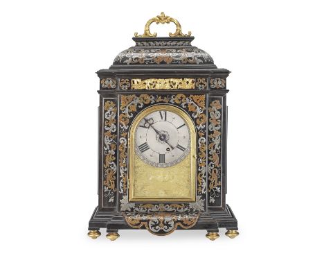 A very rare early 18th century pewter and brass-inlaid Italian table clock with six-hour dialFrancesco Papillion, FirenzeThe 