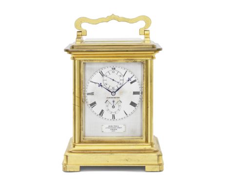 A fine and exceptionally rare mid 19th century English giant carriage chronometer timepiece with running seconds and power re