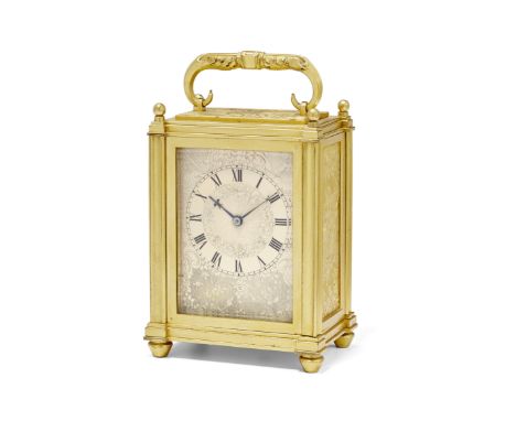 A FINE and rare mid 19th century ENGRAVED GILT brass CARRIAGE TIMEPIECEJ. F. Cole for R. &amp; S. Garrard, Panton Street, Hay