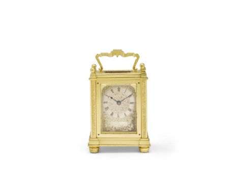 A fine mid 19th century miniature carriage timepiece with lapis lazuli side panelsThomas Cole, London, retailed by R. &amp; S