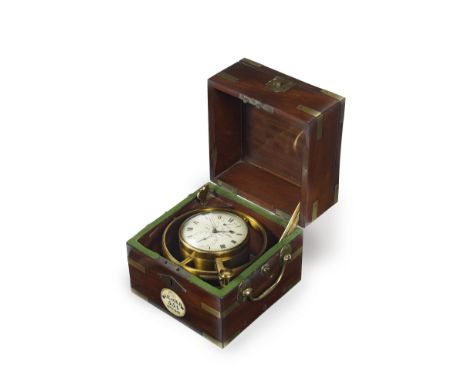 A FINE AND RARE SECOND QUARTER OF THE 19TH CENTURY BRASS-BOUND MAHOGANY MARINE CHRONOMETER OF ONE DAY DURATIONJohn Roger Arno