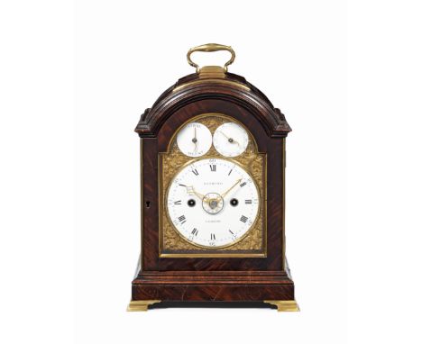 A good late 18th century mahogany single pad top bracket clock with alarm and pull quarter repeatRaymond, LondonThe arched to