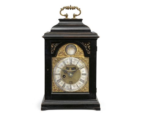 A first half of the 18th century ebony table timepiece with interesting provenanceJames Snelling, LondonThe case surmounted b