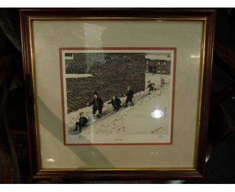 TOM DODSON (1910-1991): A limited edition print "The Slide", depicting children sliding down pathway, framed and glazed, 434/