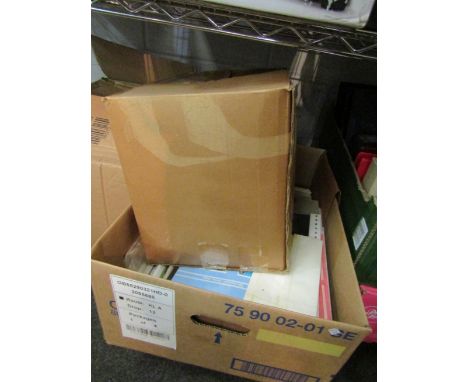 Two boxes of World first day covers, stamps etc.