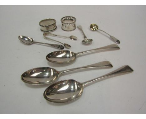 A selection of silver flatware and napkin rings, 228g