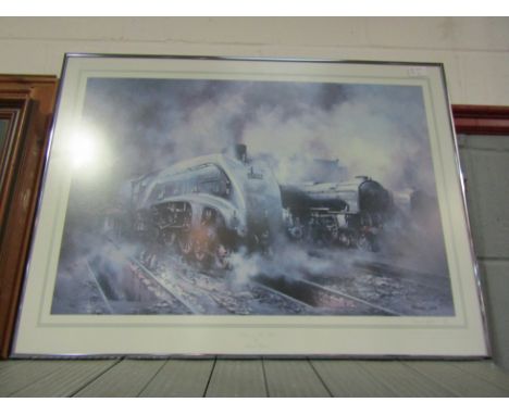 A David Weston limited edition print "Steam at Top Shed", 108/500, framed and glazed, 45cm x 67cm