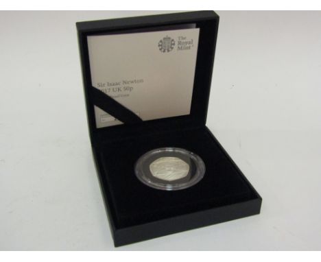 A Royal Mint silver proof Sir Isaac Newton 50p coin "The Pursuit of Truth"