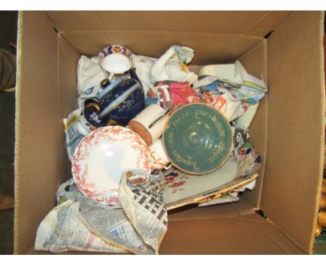 Mixed ceramics including Poole cup, transfer printed meat plate