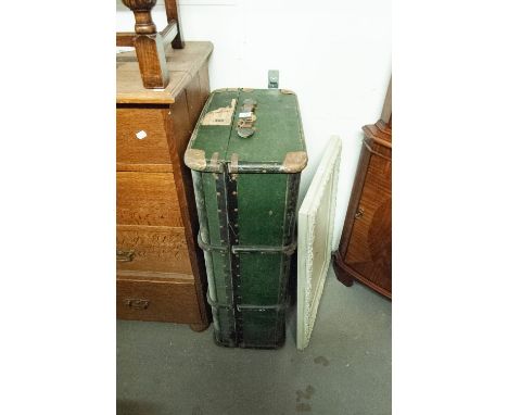 A WOOD BOUND FIBRE CABINET TRUNK 