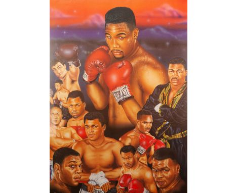 TREVOR HORSWELL ARTIST SIGNED COLOUR PRINT "Heavyweight of Fame' Signed in pencil and with blindstamp 27" x 19" (68.6cm x 48.