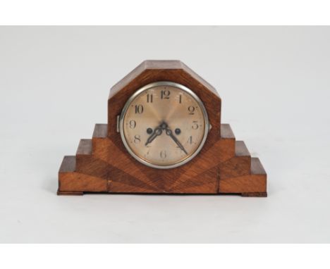 1930s ART DECO OAK CASED MANTLE CLOCK with Arabic dial