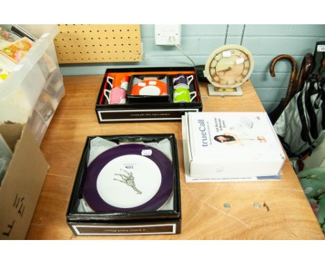TWO BOX GRAND HOTEL, 4 SALAD PLATES, 4 JUMBO COFFEE CUPS AND SAUCERS, AND A TRUE CALL RECORDER AND MESSSAGE CENTRE 
