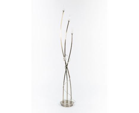 MODERN 'ANTIQUE' BRASS, Cooper design, THREE BRANCH FLOOR LAMP AND THE THREE TWO LIGHT WALL BRACKETS to match (boxed as new) 