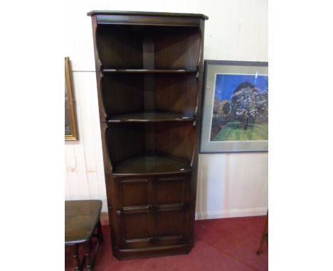 Ercol dark wood corner unit