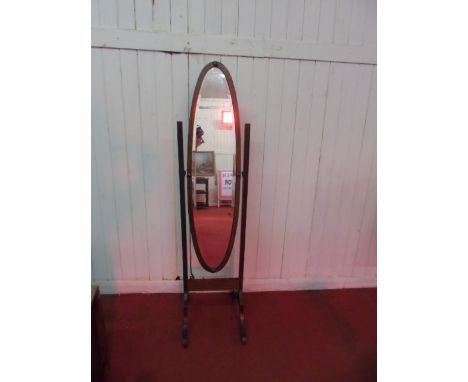 Vintage oak cheval mirror