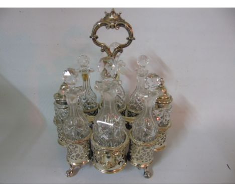 Vintage 8 bottle plated cruet stand