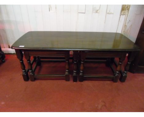Ercol dark wood nest of 3 tables
