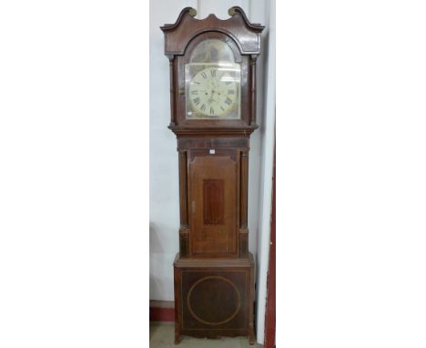 A 19th Century inlaid mahogany longcase clock, dial signed J. Scott, Leeds