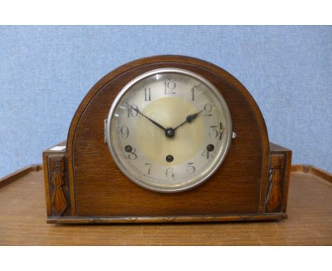 An oak Whittington chime mantel clock