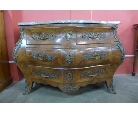 A French Louis XV style rosewood bombe commode